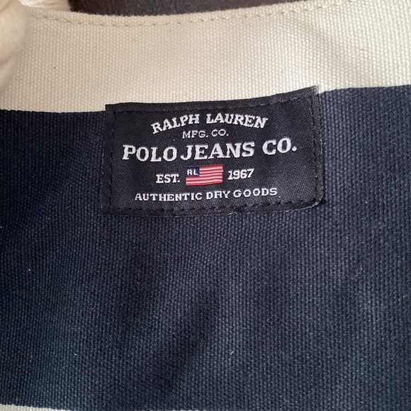 EUC Ralph Lauren navy and cream tote bag - Picture 2 of 5
